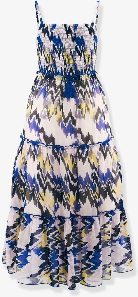 Vestido de alças em camadas e com ninho de abelha Happy Girls para menina azul
