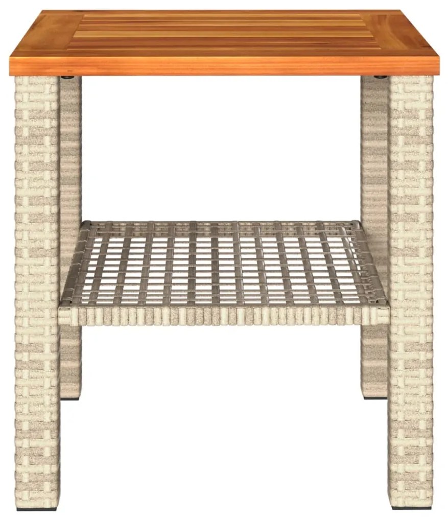 Mesa de jardim 40x40x42 cm vime PE e madeira de acácia bege