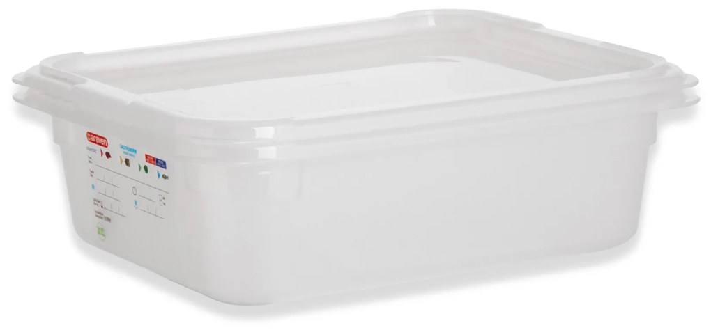Caixa Hermética Polipropileno Tampa Branca Gn1/2 6L 32.5X26.5X10cm