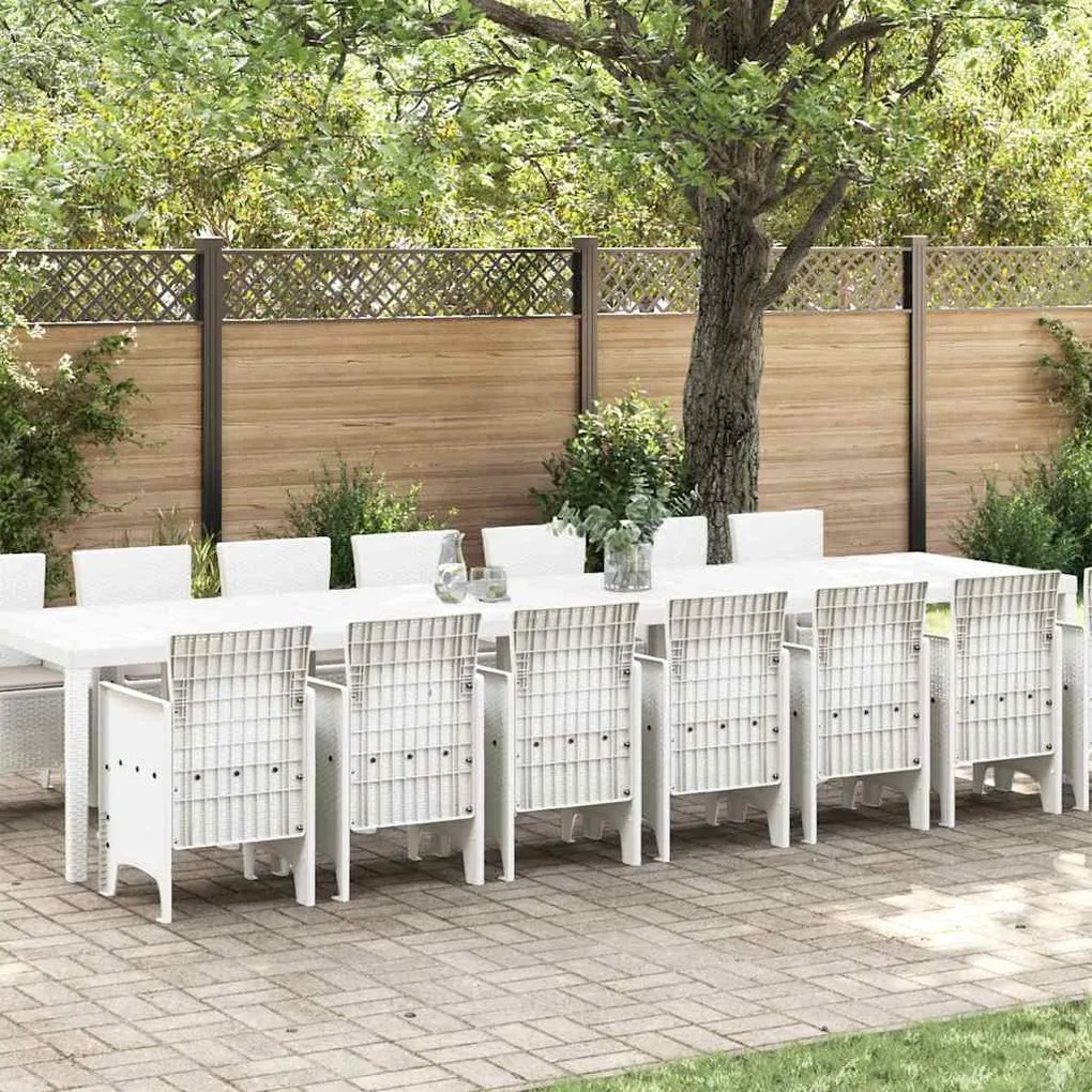 vidaXL Conjunto de Jantar para Jardim com Almofadas 15 pcs Branco PP
