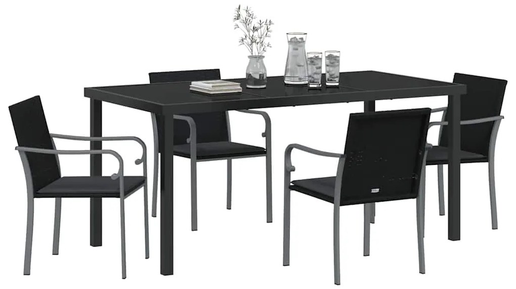 Conjunto de Jantar de Jardim com 5 Peças e Almofadas - Rattan Poliéste