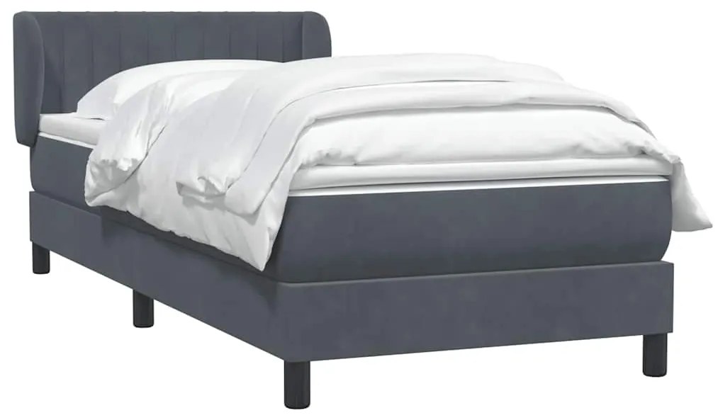 Cama com molas/colchão cinza-escuro 80x210 cm veludo