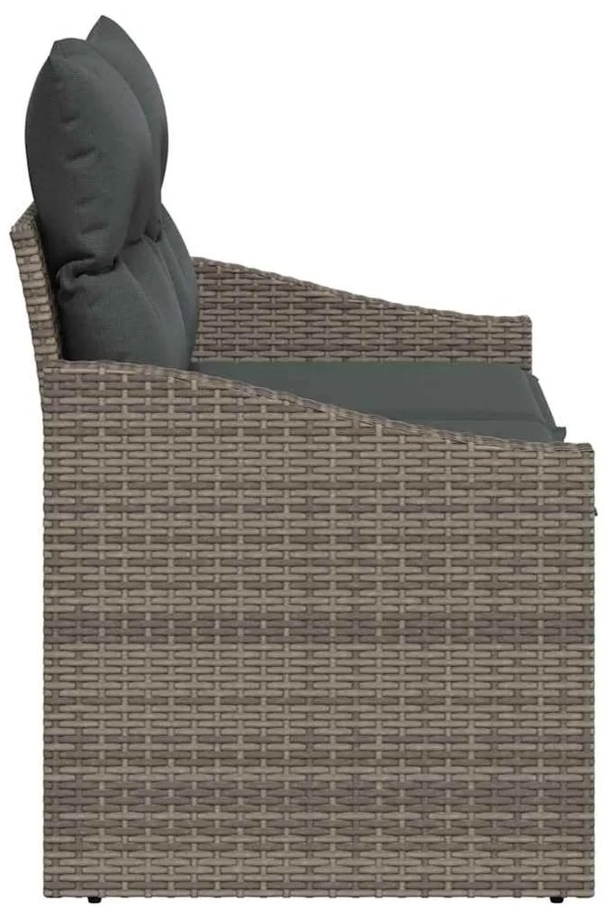 Sofá de Jardim 2 Lugares com Almofadas Cinza em Rattan Sintético