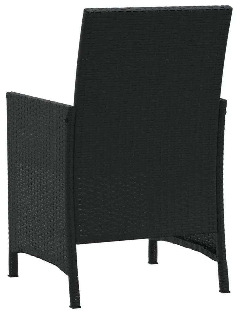 3 pcs conjunto de bistrô com almofadões vime PE preto