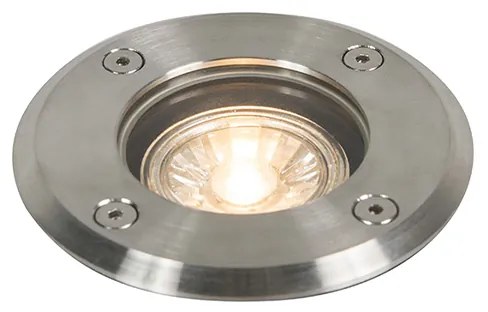 Foco de chão para exterior em aço 11cm IP67 - Basic Round Moderno