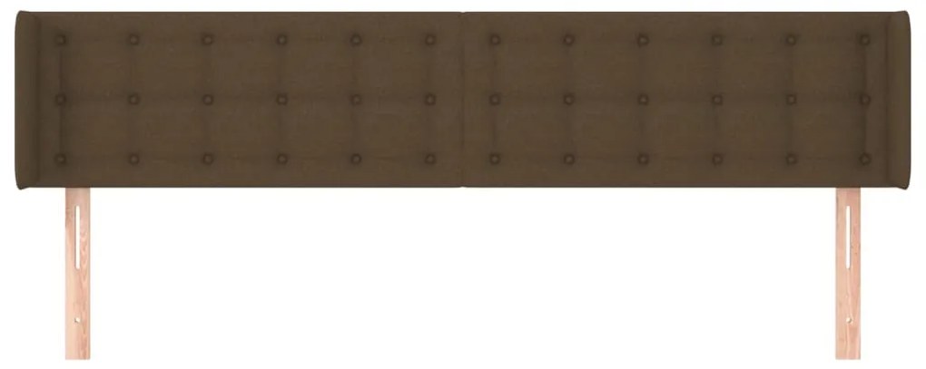 Cabeceira de cama c/ abas tecido 163x16x78/88cm castanho-escuro