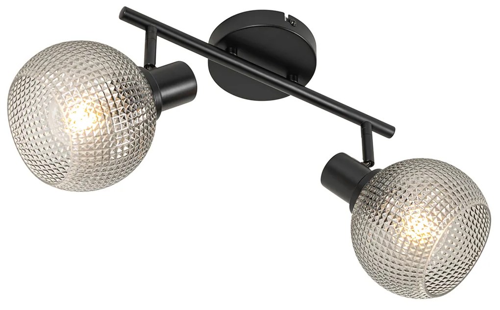 Projetores de teto design preto com vidro fumê 2 luzes - Chico Design
