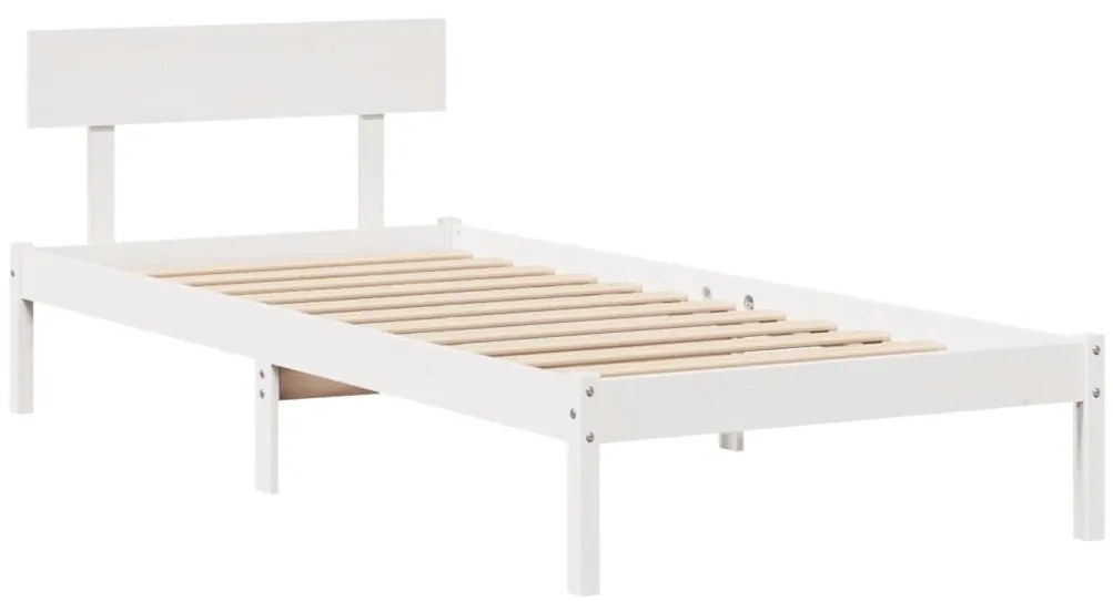Cama sem colchão 90x190 cm madeira de pinho maciça branco