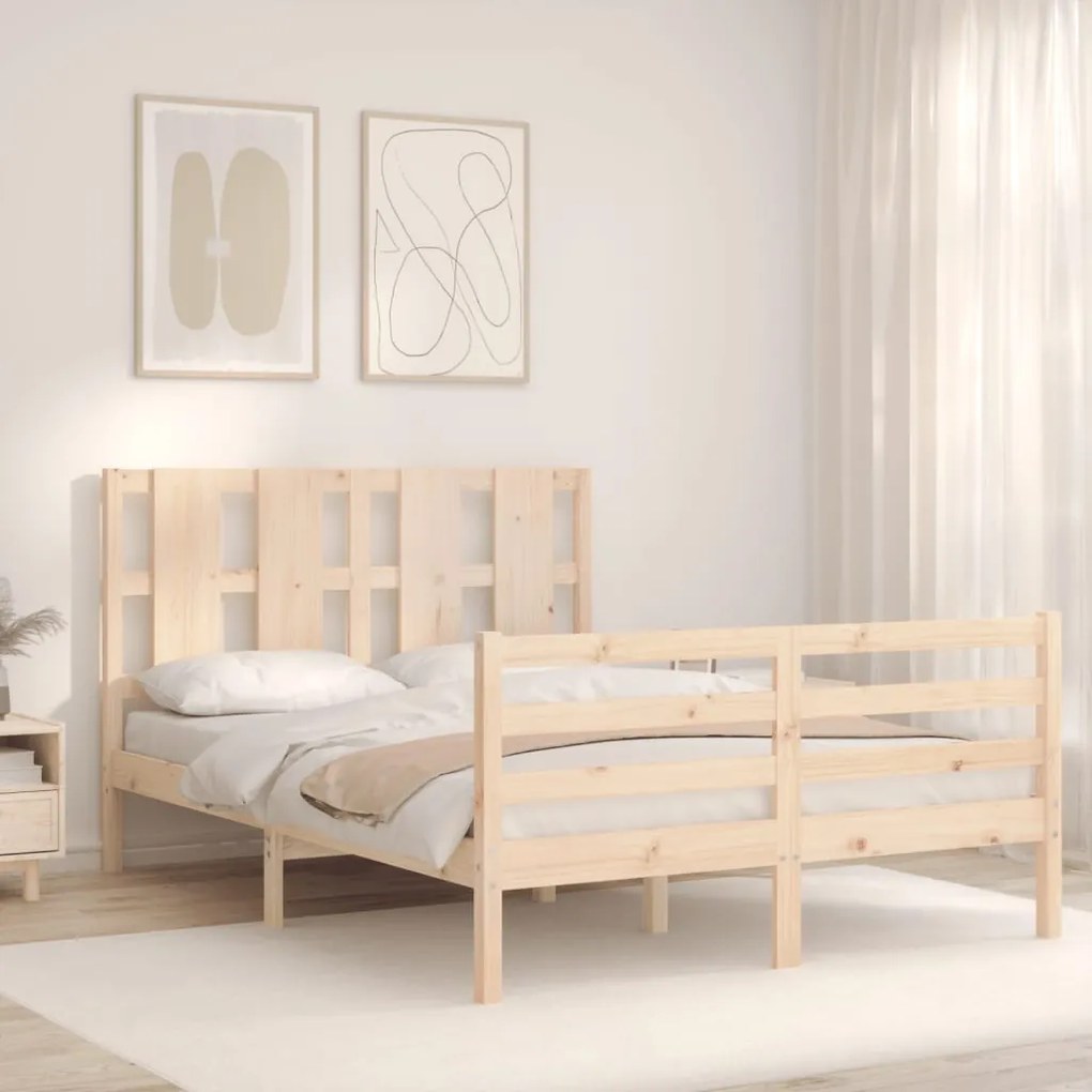 Estrutura de cama com cabeceira 120x200 cmmadeira maciça