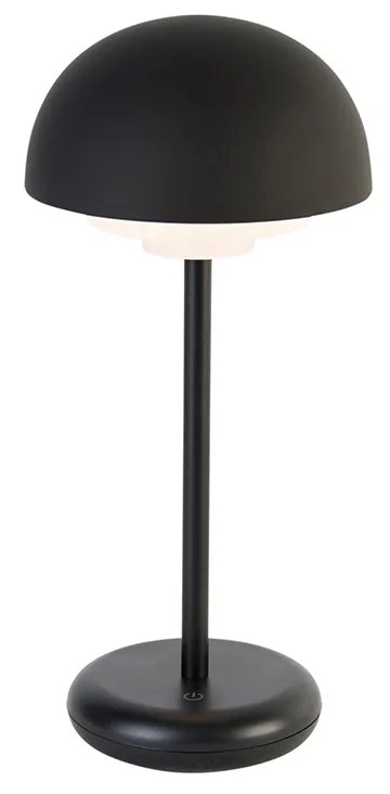 Candeeiro de mesa preto com LED recarregável e dimmer de toque de 3 etapas - Maureen Moderno