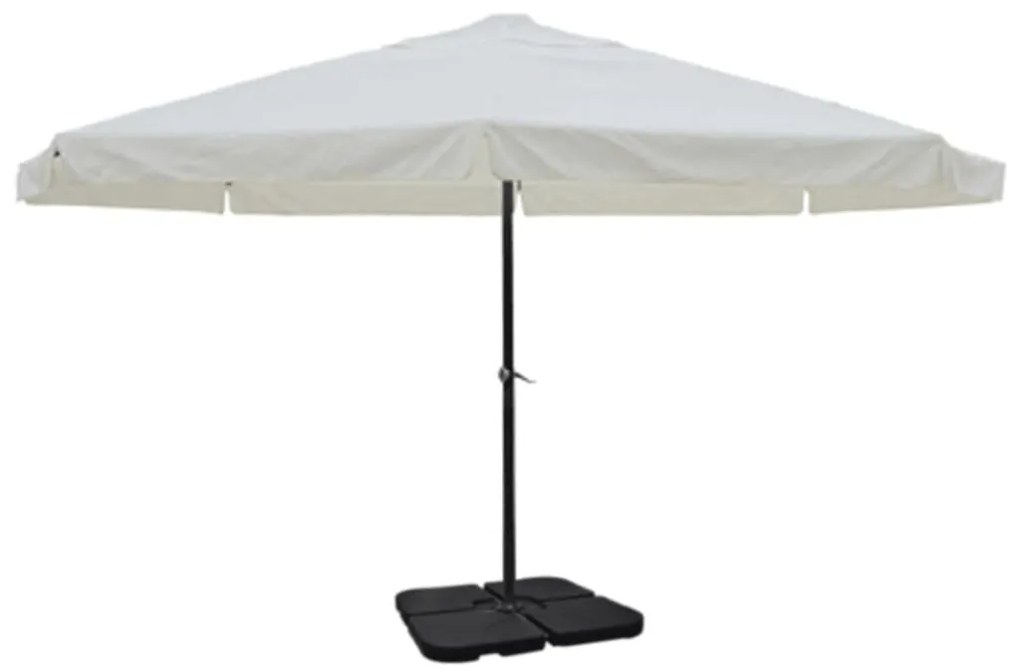 Guarda-sol de jardim em alumínio com base portátil branco
