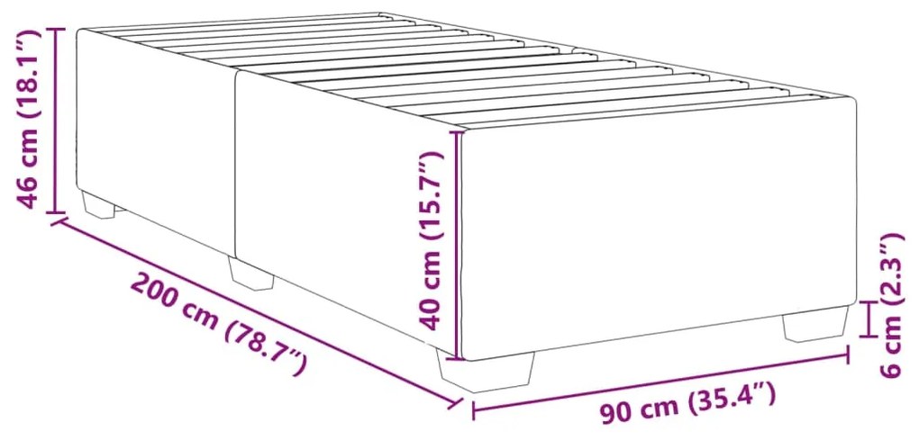 Estrutura de cama 90x200 cm tecido cinzento-escuro