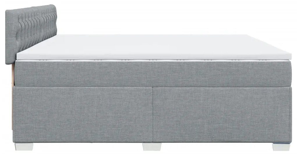 Cama com molas/colchão 200x200 cm tecido cinza-claro