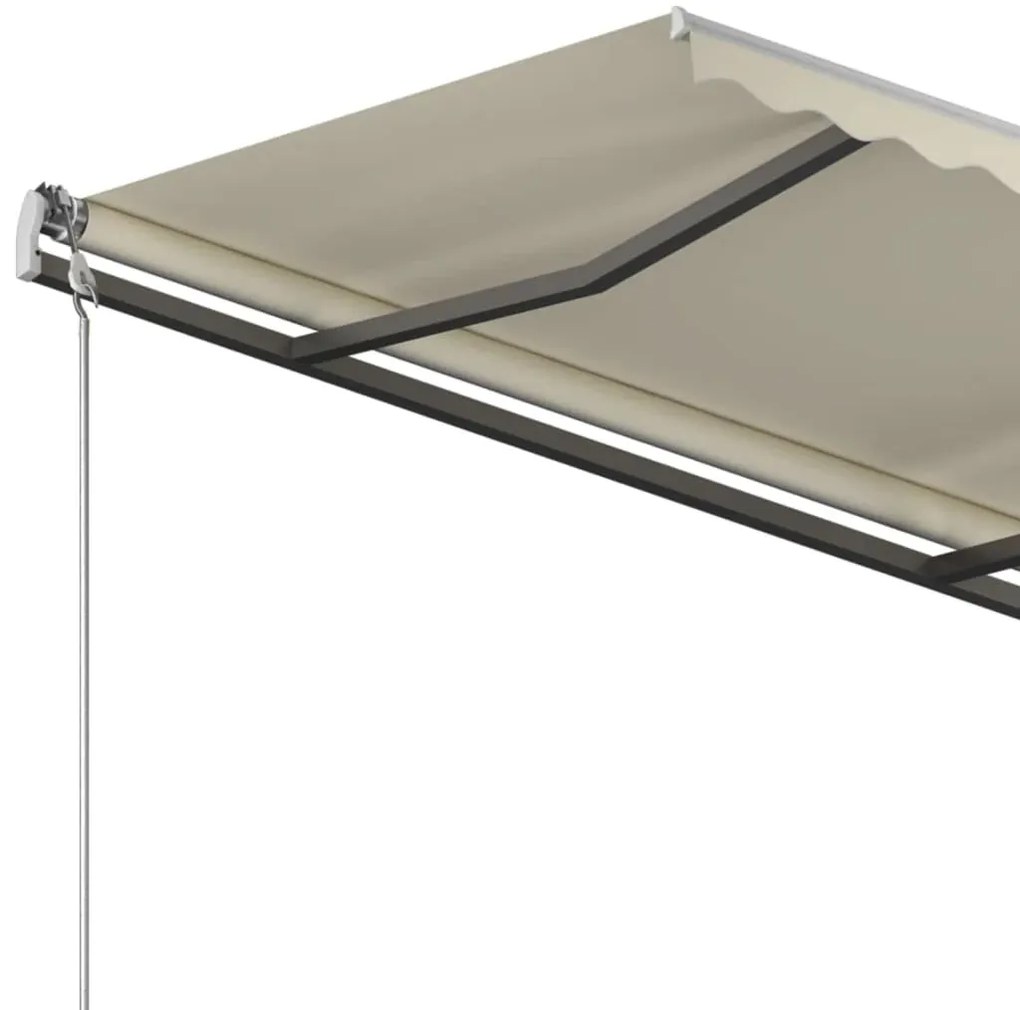 Toldo retrátil automático com postes 3,5x2,5 m cor creme