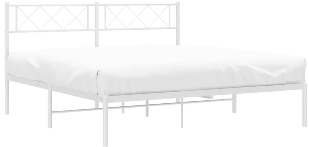 Estrutura de cama com cabeceira 120x190 cm metal branco