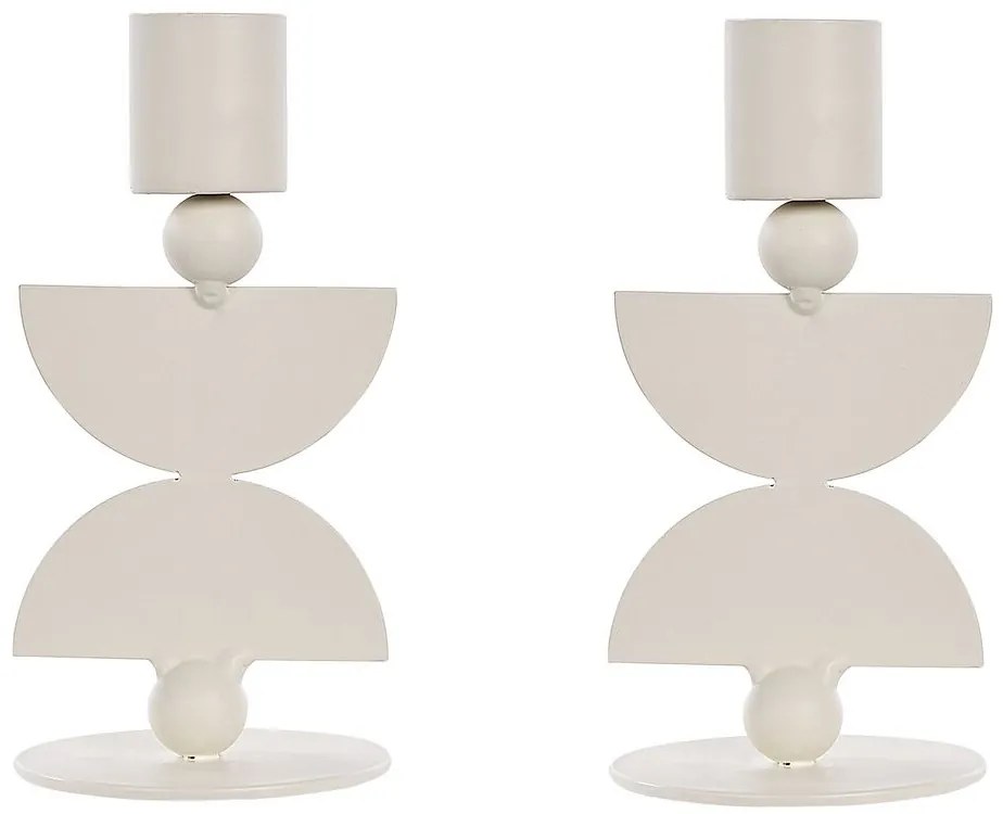 Conjunto de 2 castiçais em metal branco 13 cm DAPHNI Beliani