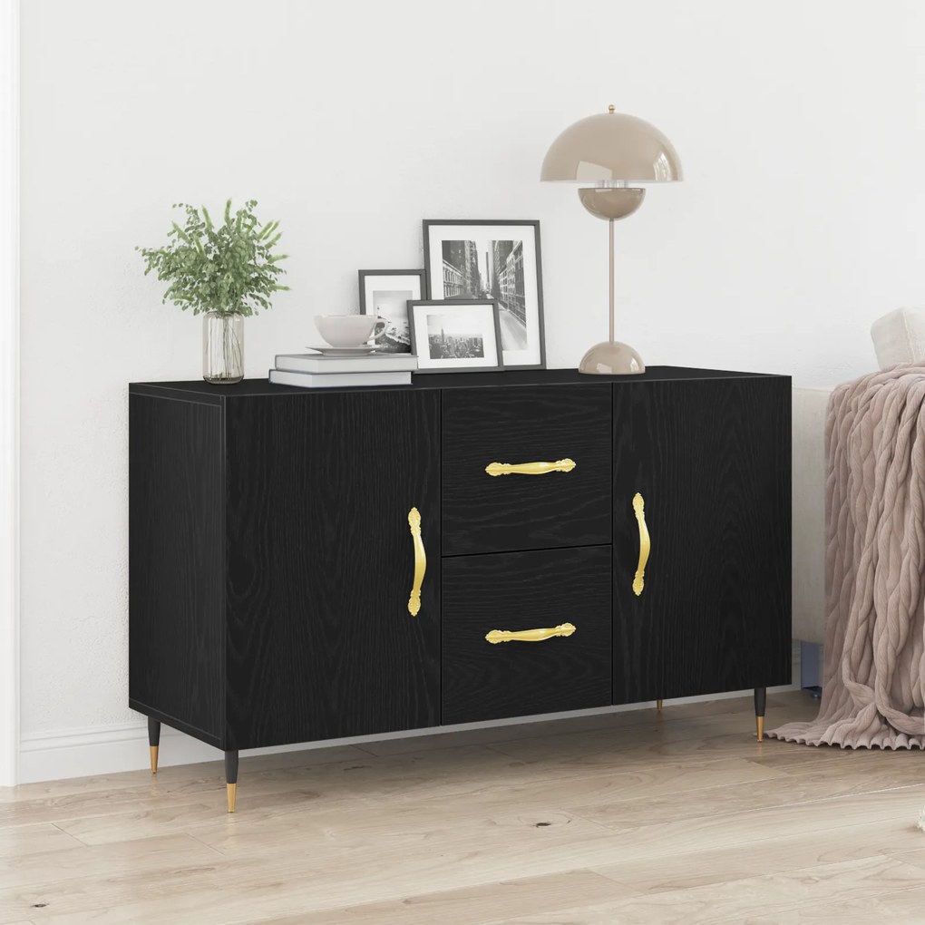 vidaXL Aparador Preto Carvalho 100x36x60 cm Madeira Sintética