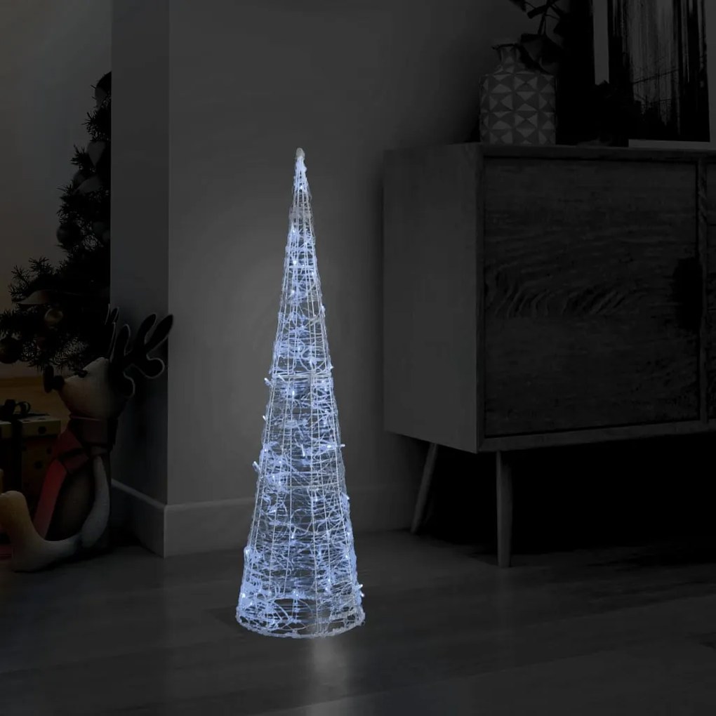 329802 vidaXL Pirâmide iluminação decorativa LEDs acrílico 90 cm branco frio