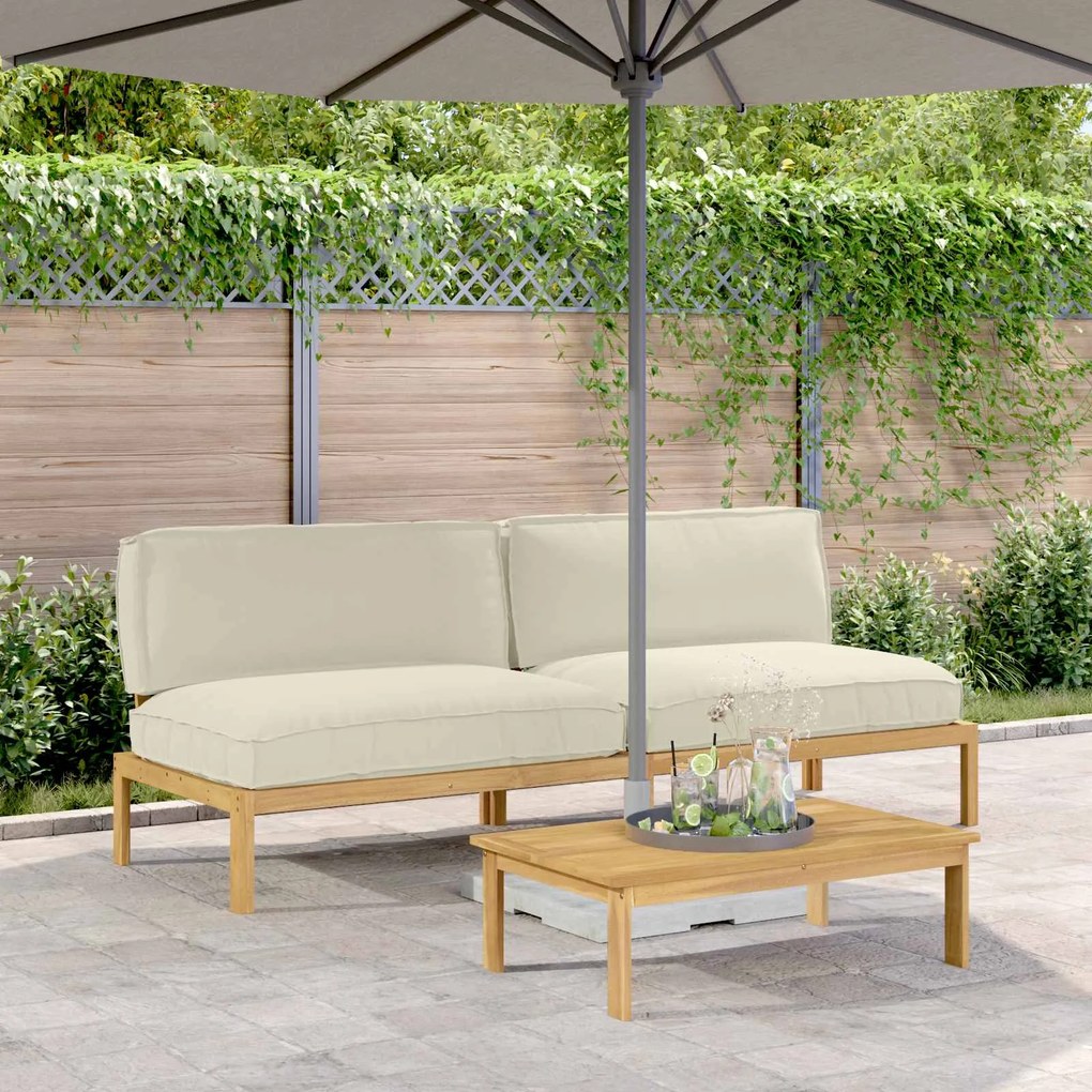vidaXL Conjunto de Sofás com almofada Liso Creme 240 x 92 x 69 cm
