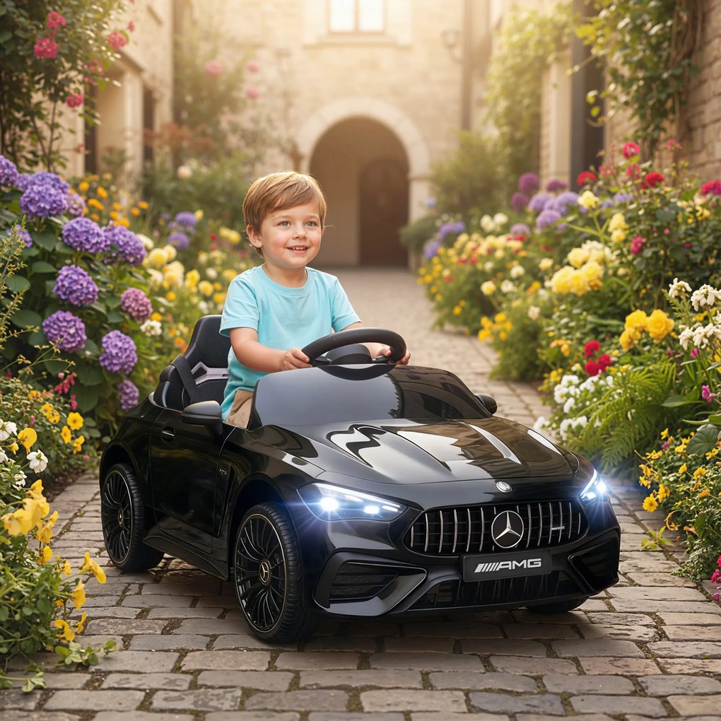 Carro elétrico infantil Mercedes AMG CLE 53, 12 V, 2 motores, comando parental de 2,4 GHz, 99 x 55 x 43 cm, preto