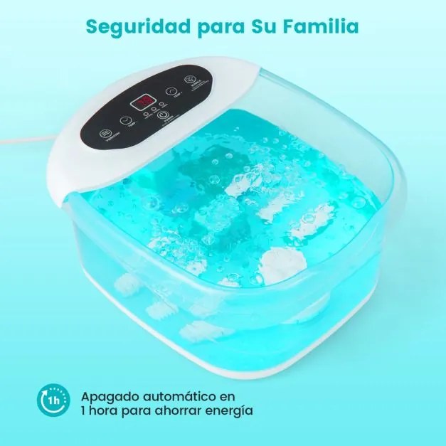 Massajador de banho para pés com pedra de massagem amovível e pérolas Massajador de banho para pés com bolhas e vibração 33 x 39 x 18 cm Azul