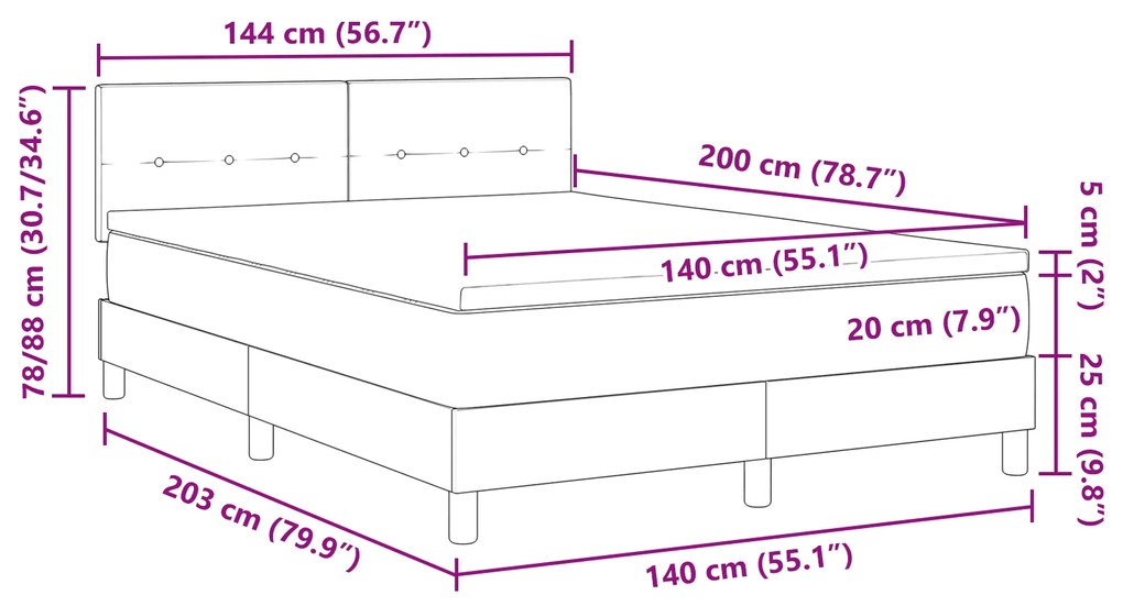 Cama Box com Colchão Azul 140x200 cm Tecido