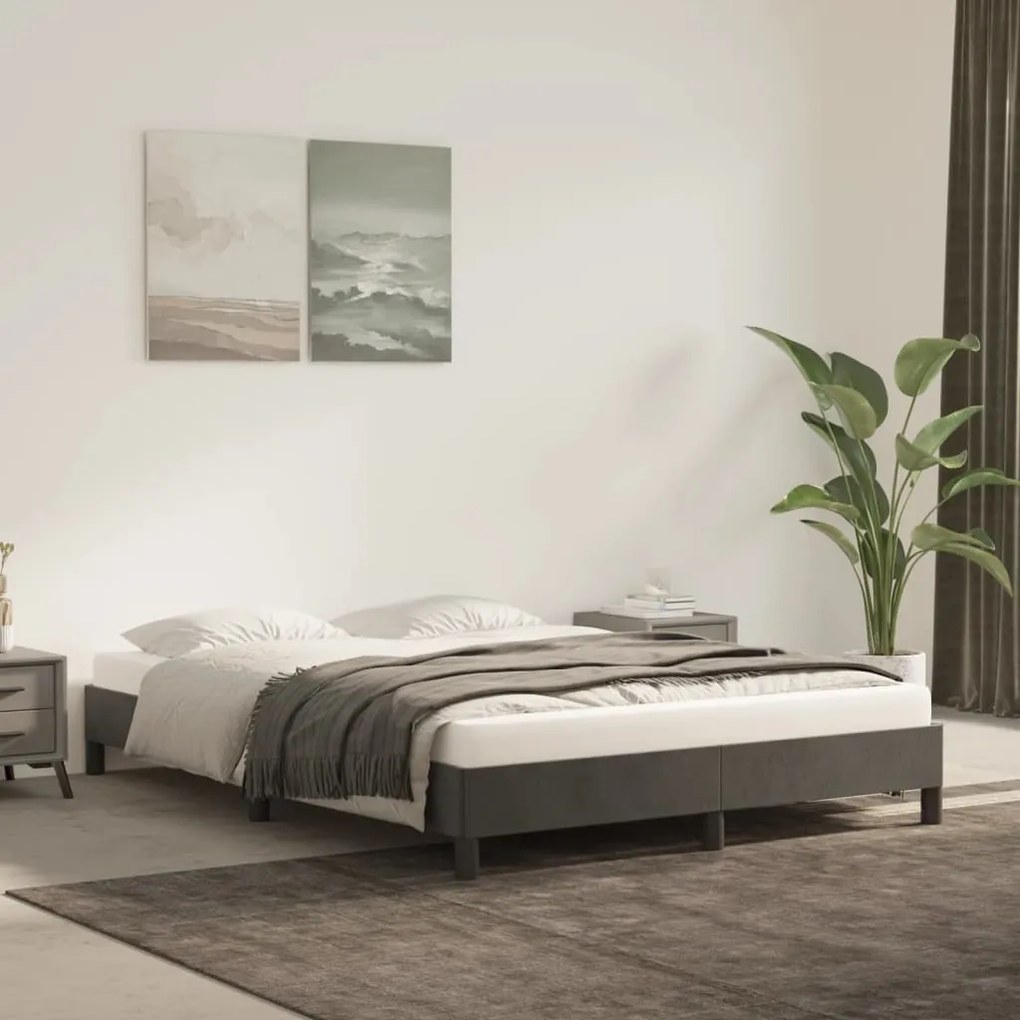 vidaXL Estrutura de cama sem colchão 140x200 cm veludo cinzento-escuro