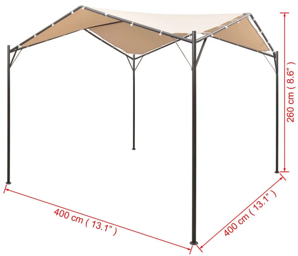 Gazebo tenda com toldo 4x4 m aço bege