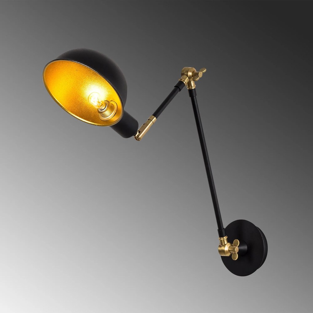 Aplique de Parede Sivani – Preto e Dourado – 15 x 30 x 50 cm