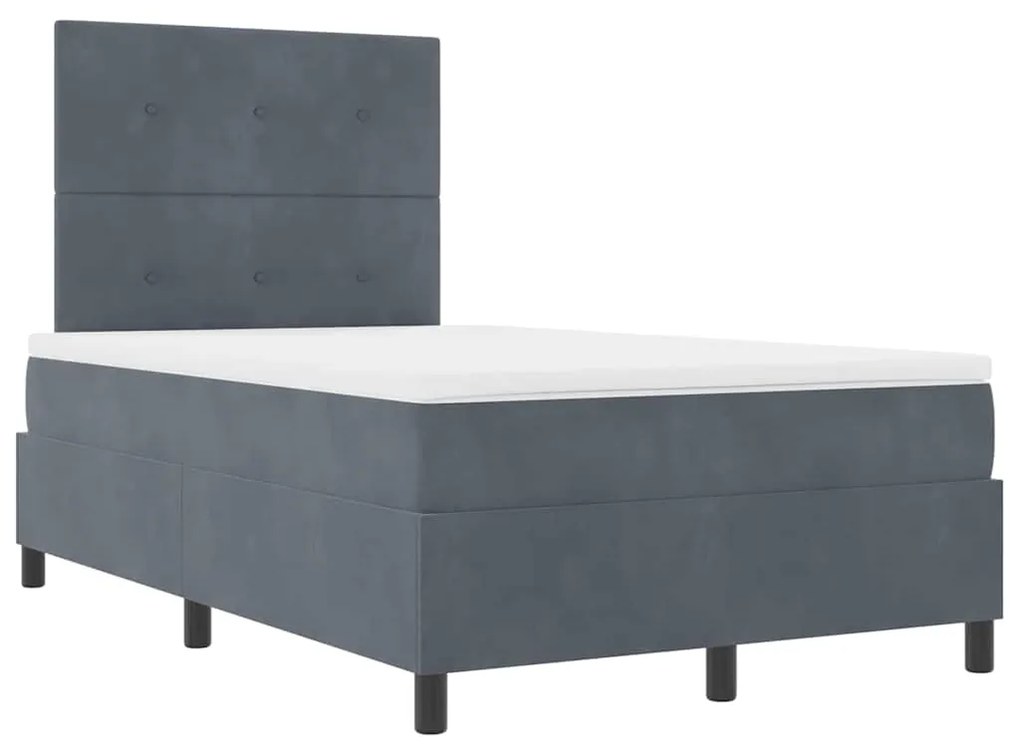 Cama Box com Colchão e LED VidaXL Cinza Escuro 120x190 cm Veludo