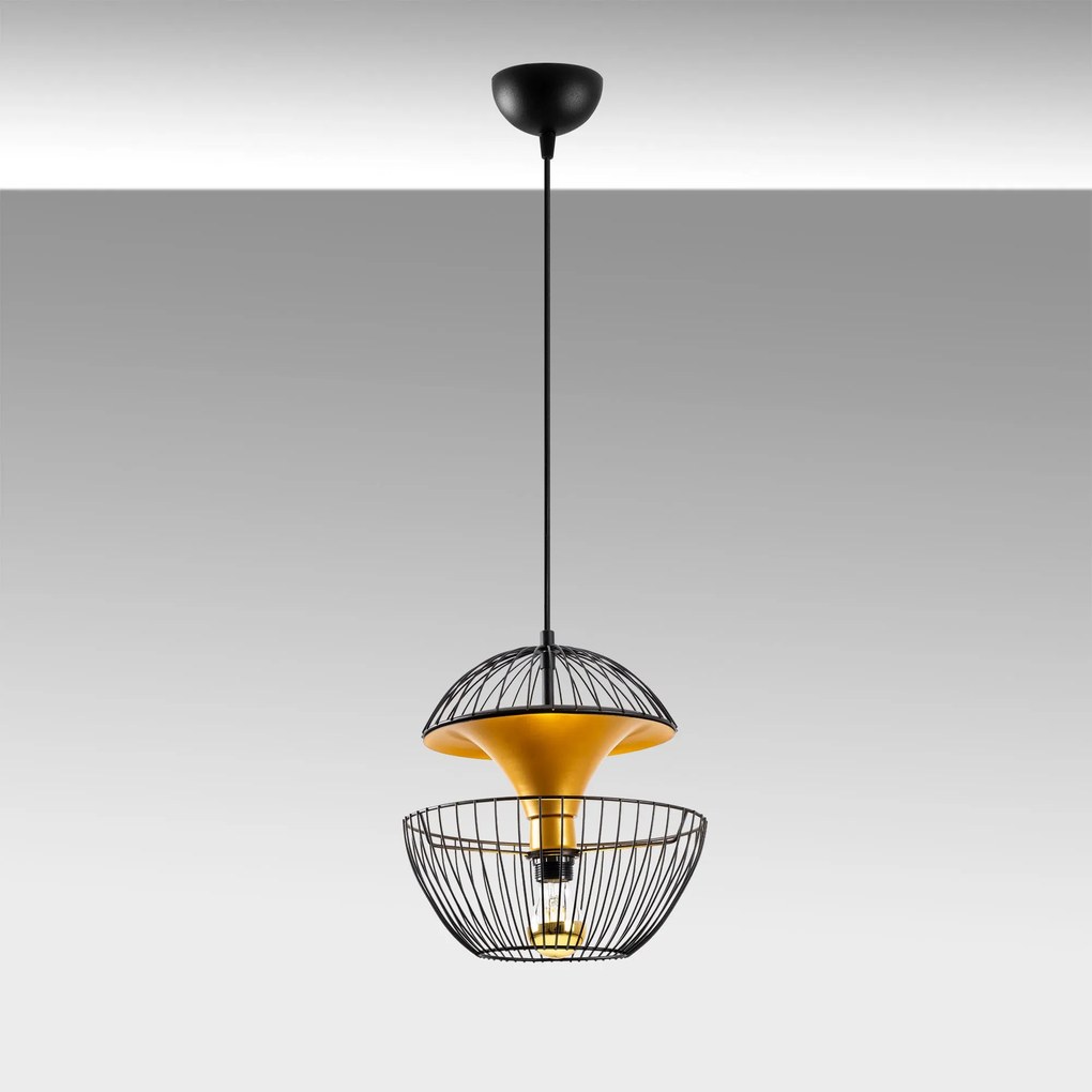 Candeeiro Telmander – Preto/Dourado – 30 x 30 x 45-135 cm