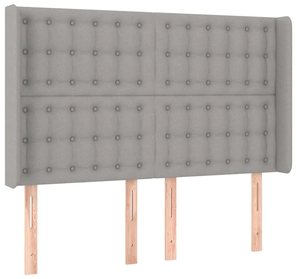 Cama box spring c/ colchão e LED 140x200 cm tecido cinza-claro