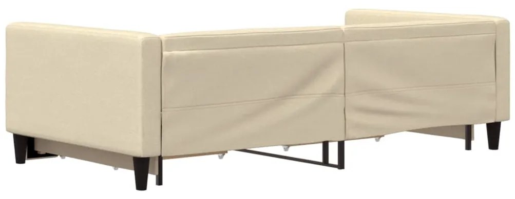 Sofá-cama com gavetão e gavetas 100x200 cm tecido cor creme