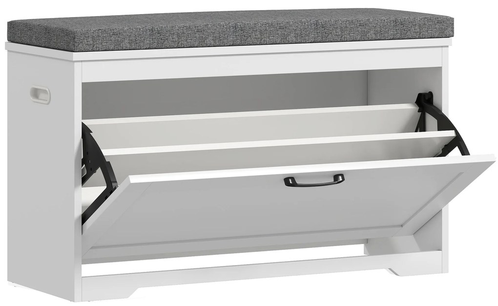 Banco Sapateira Moderno com Assento Acolchoado Prateleira Ajustável para 8 Pares de Sapatos 80x30x50 cm Branco