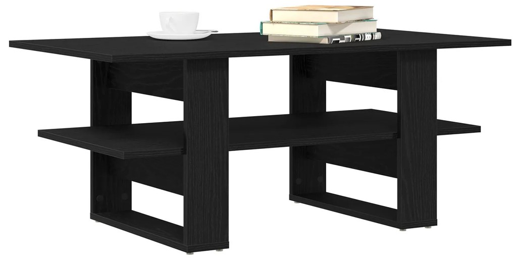 Mesa de Centro vidaXL Preto Carvalho 102x55x42 cm Madeira de Engenhari