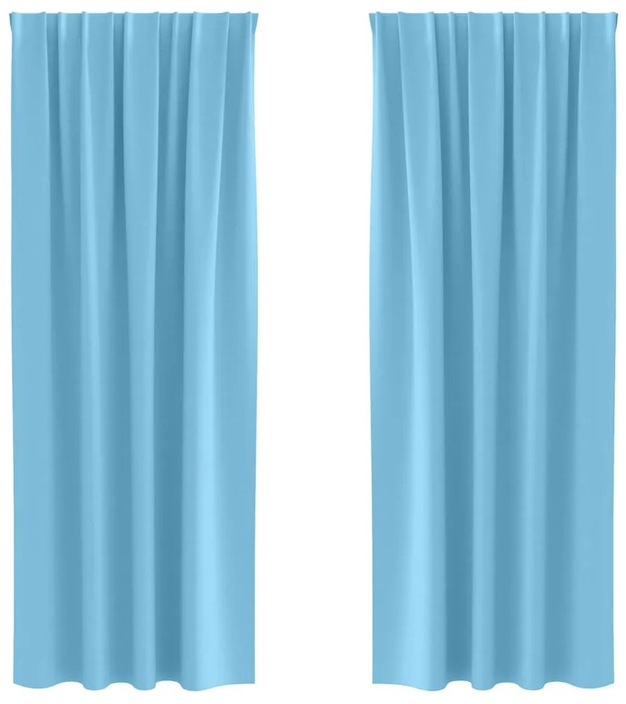 Cortinas com cortinas 2 pcs Azul claro 225 x 140 cm Poliéster