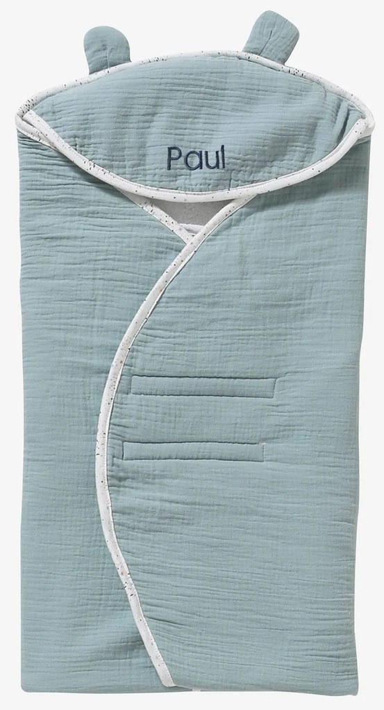 Manta com capuz para cadeira-auto verde medio liso com motivo