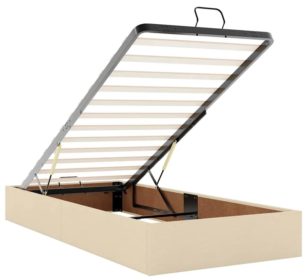 Cama otomana com colchão 100x200 cm tecido creme