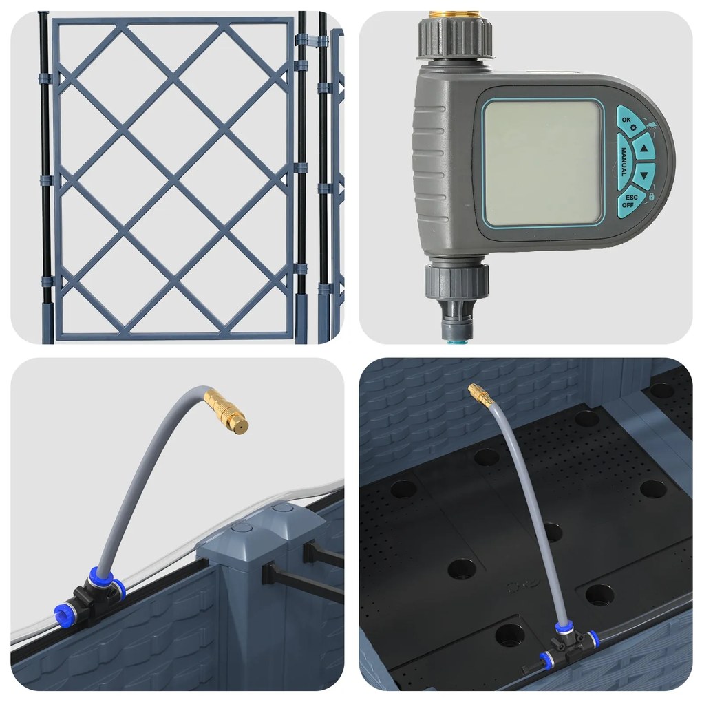 Jardineiras com Sistema de Irrigação 5 pcs Cinzento