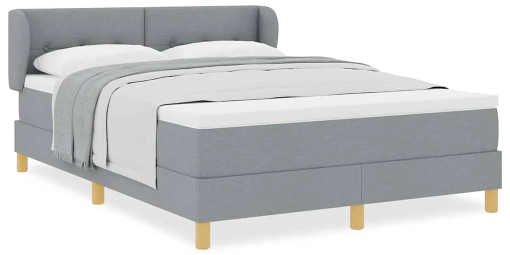 Cama Box Spring vidaXL com Colchão - Cinza Claro, 160x200 cm, Tecido