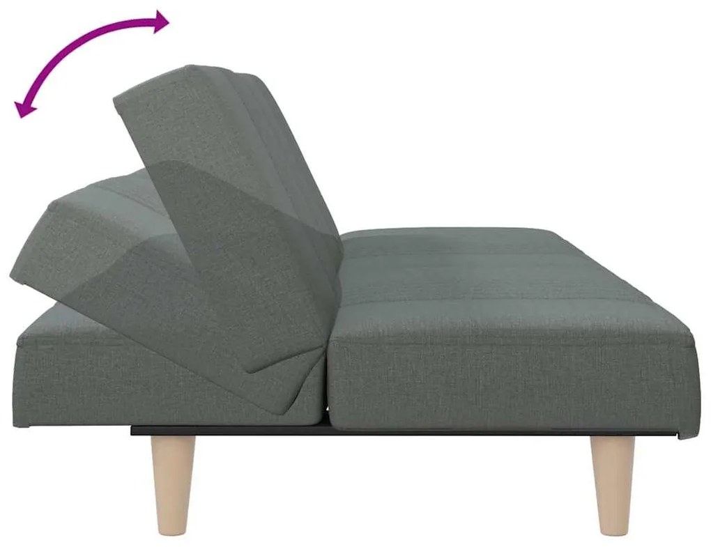 Sofá-cama tecido cinzento-escuro