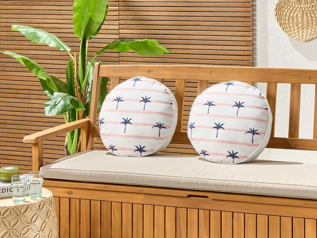 Conjunto de 2 almofadas decorativas de jardim com padrão de palmeiras branco ⌀ 40 cm MOLTEDO Beliani