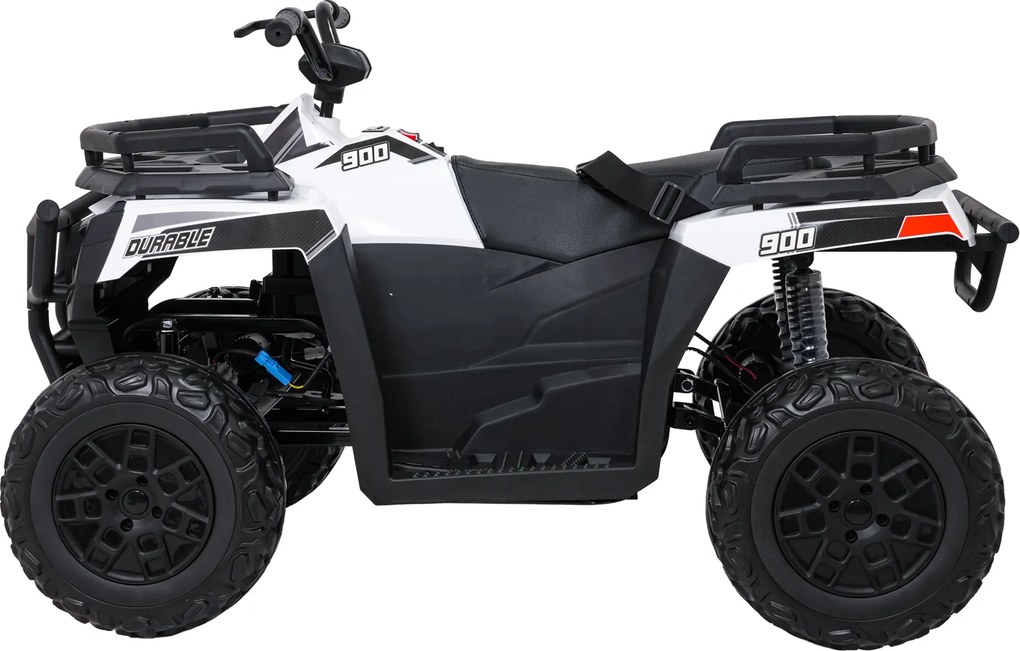 Moto 4 eletrica Crianças ATV WOLF 24V 4x4, 4 motores 200W, Rodas de espuma EVA, Assento Couro ecológico Branca