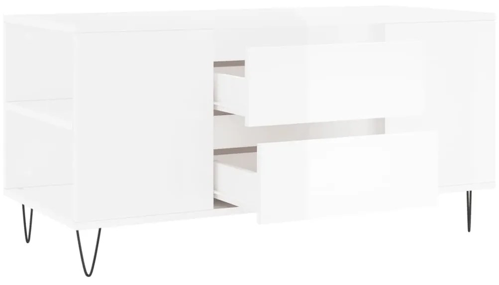 Mesa centro 102x44,5x50cm derivados de madeira branco brilhante