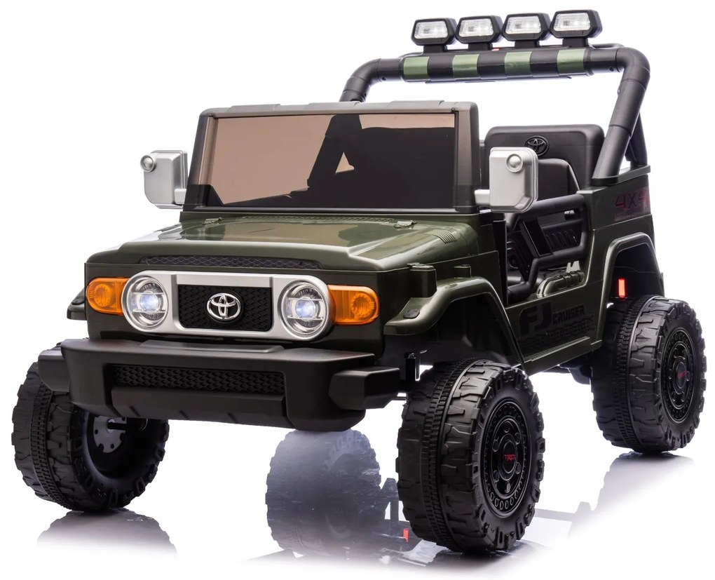 Carro elétrico para crianças Toyota FJ Cruiser XXL 24V 4x4, licença oficial (dois lugares), bateria de lítio portátil, chassis alto, suspensão traseir