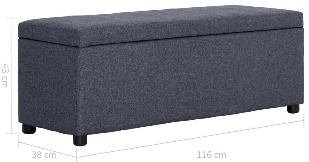 Banco c/ compartim. arrumação 116 cm poliéster cinzento-escuro