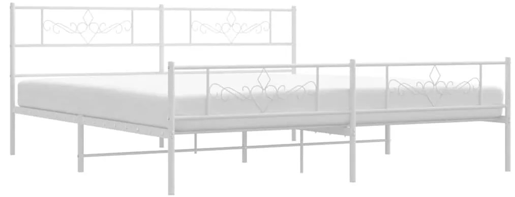 Estrutura de cama com cabeceira e pés 183x213 cm metal branco