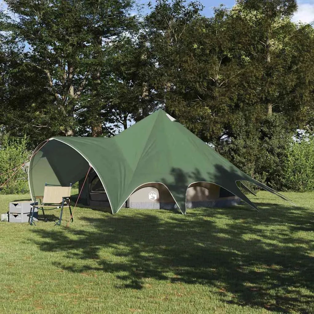 vidaXL Tenda Teepee com telhado Verde e Cinza 600 x 600 x 347 cm