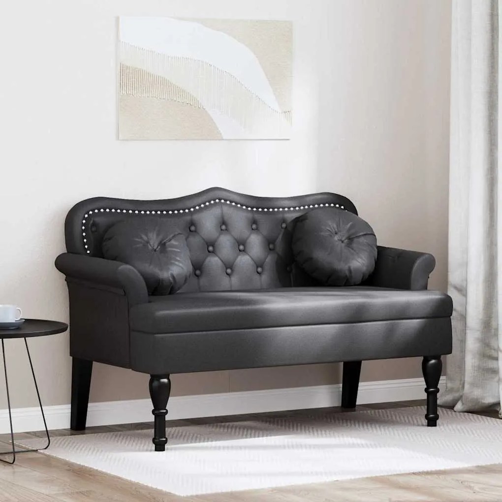 vidaXL Banco Chesterfield Preto 120,5 x 65 x 75 cm Couro Sintético