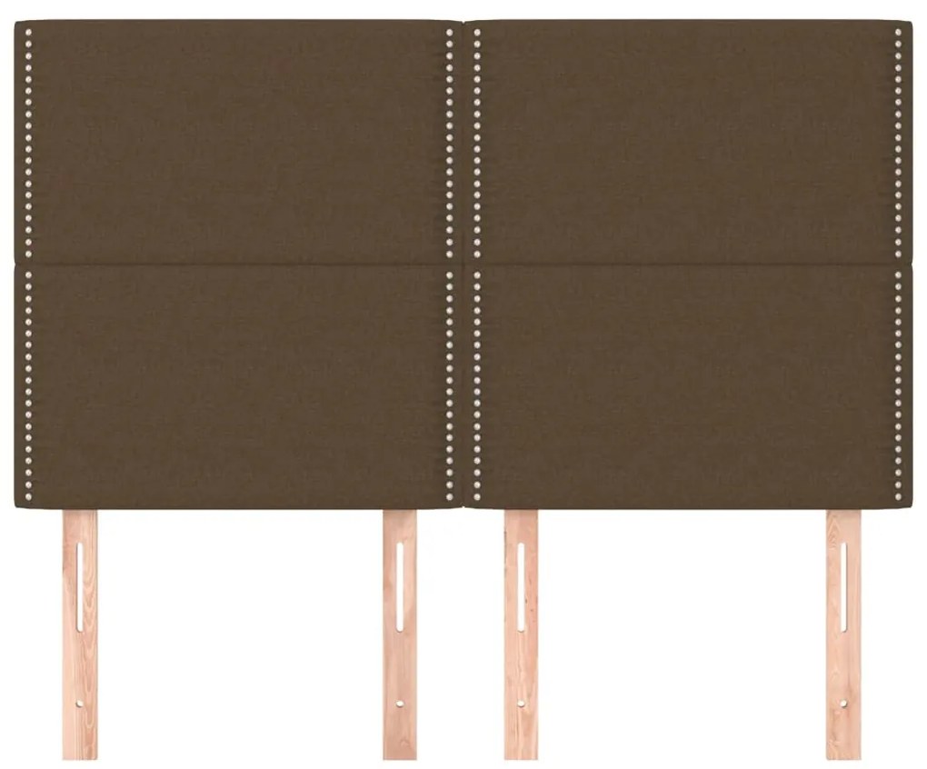 Cabeceira de cama 4 pcs tecido 72x5x78/88 cm castanho-escuro